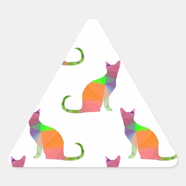 Sticker Triangulaire Motif Silhouette de chat à basse densité (Devant)