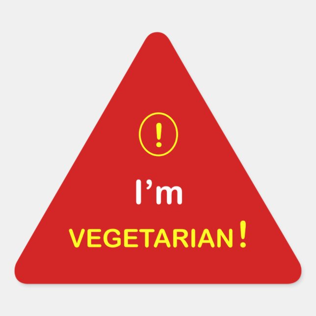 Sticker Triangulaire n3 - Alerte alimentaire ~ Je SUIS VÉGÉTARIEN. (Devant)