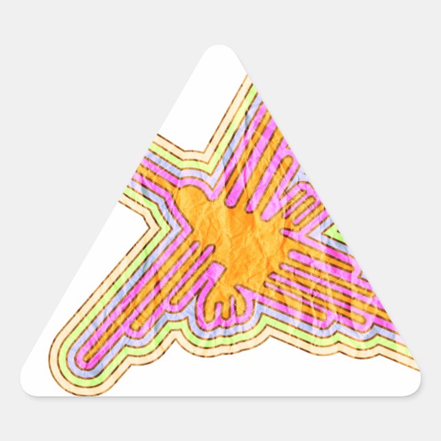 Sticker Triangulaire Nazca Lignes Colibri Avec Effet Papier Rincé (Devant)
