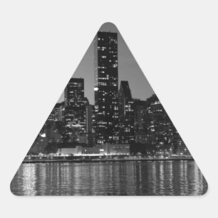 Sticker Triangulaire Noir Blanc New York City Skyscapants Silhouette