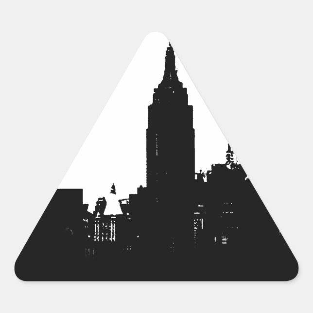 Sticker Triangulaire Noir blanc New York Silhouette (Devant)