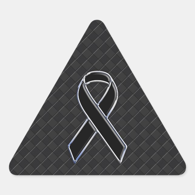 Sticker Triangulaire Noir Chrome Style Ribbon Sensibilisation (Devant)