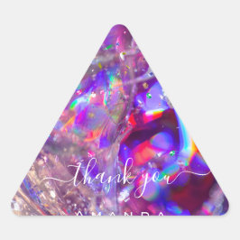 Sticker Triangulaire Nom du Merci 16ème nuptiale violetHolographe crist