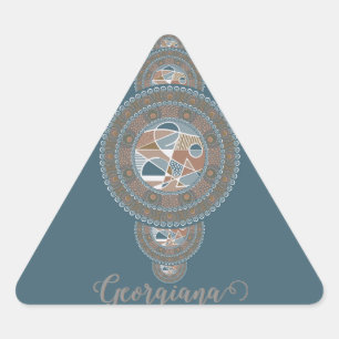 Sticker Triangulaire Nom personnalisé Gold Turquoise Abstrait Ornamenta