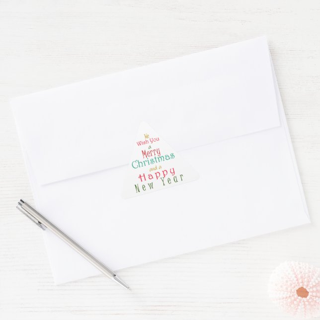 Sticker Triangulaire "Nous vous souhaitons un joyeux Noël" (Enveloppe)