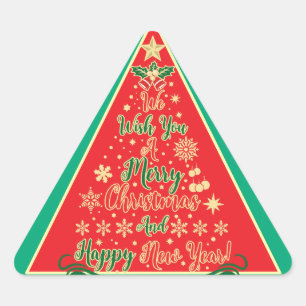 Sticker Triangulaire Nous Vous Souhaitons Un Joyeux Noël