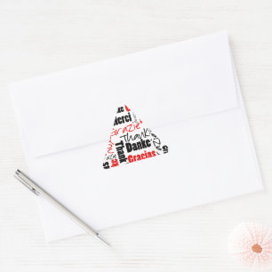 Sticker Triangulaire Nuage noir rouge de mot de Merci