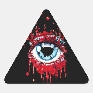 Sticker Triangulaire Oeil bleu goutte sang horreur art