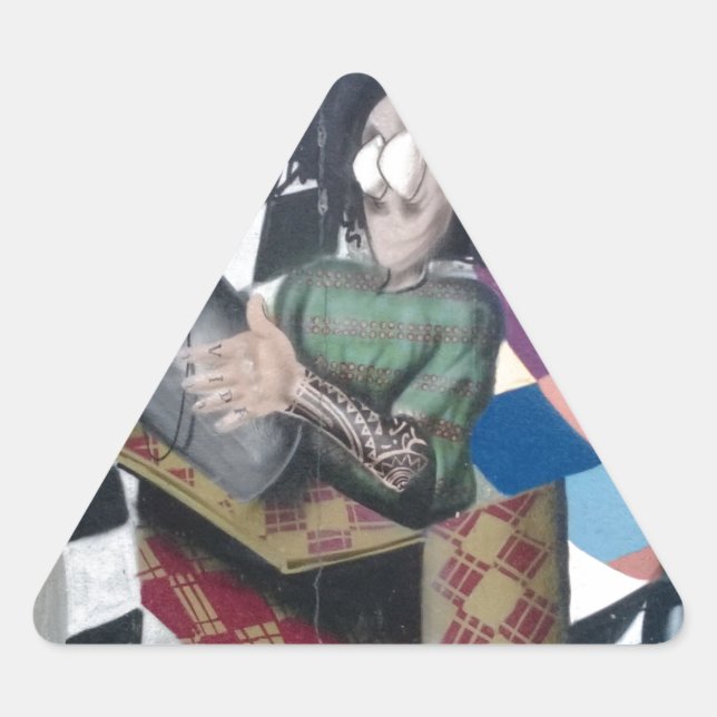 Sticker Triangulaire Oeuvre de graffiti Abstraite (Devant)