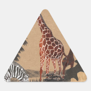 Sticker Triangulaire Ouganda - Carte de la faune - Imprimer
