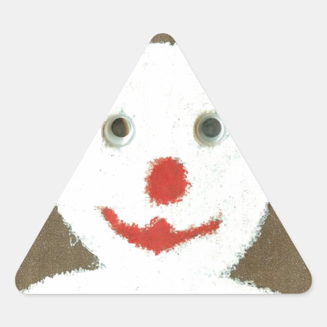 Sticker Triangulaire Ours blanc avec nez rouge, bouche et oreilles (Pèr (Devant)