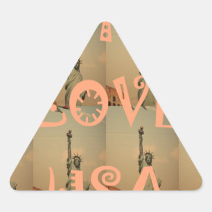 Sticker Triangulaire Patriotic Pop Art : "I Love USA" Graphisme Art Des
