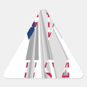 Sticker Triangulaire Patriotisme effarant : I Love USA Perspective Art