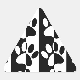 Sticker Triangulaire Patrouilles Et Rayures De Chien Noir Et Blanc