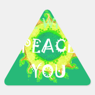Sticker Triangulaire Peace Be With You : Inspirant Vert et Jaune