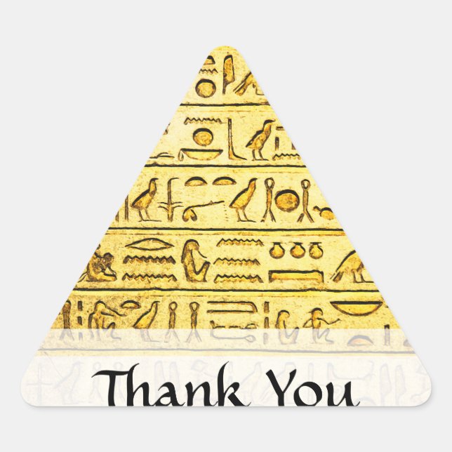 Sticker Triangulaire Personnalisé "Merci" Hiéroglyphes égyptiens Jaune (Devant)