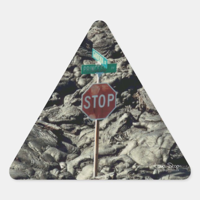 Sticker Triangulaire Photo de l'arrêt de la lava (Devant)