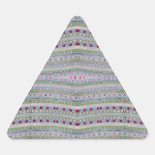 Sticker Triangulaire Pink and Green Pretty Hearts Motif