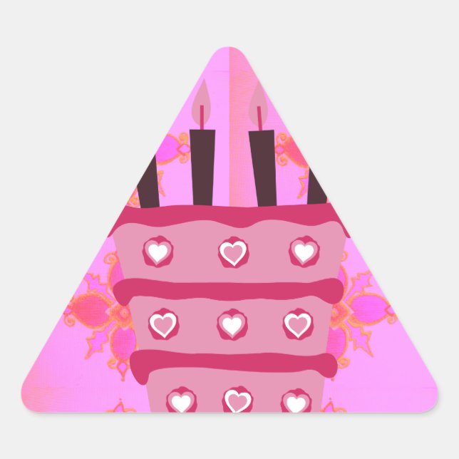 Sticker Triangulaire Pink Bird Cake Art Imprimer (Devant)