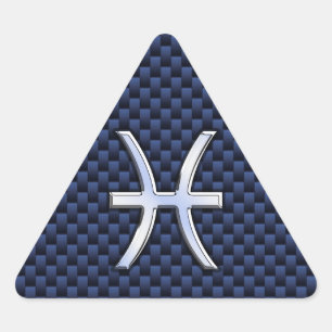 Sticker Triangulaire Pisces Zodiac on Blue Carbon Fiber