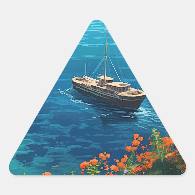 Sticker Triangulaire Plage en Grèce (Devant)