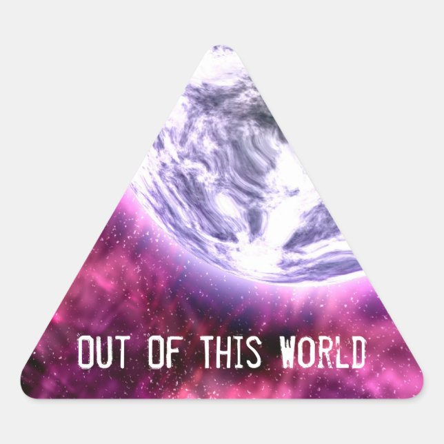 Sticker Triangulaire Planète Alien de Galaxie numérique dans l'espace r (Devant)