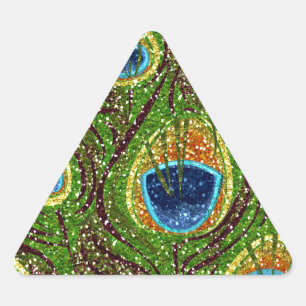 Sticker Triangulaire Plumes de paon colorées Imprimer