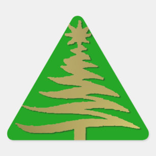 Sticker Triangulaire Pochoir d'arbre de Noël Or