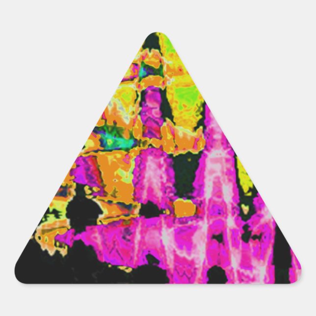Sticker Triangulaire Poster d'art Abstrait Neon Glitch Imprimer (Devant)