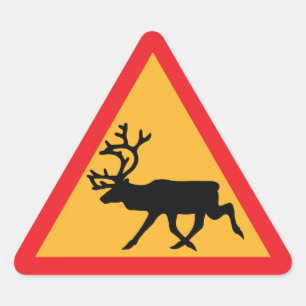 Sticker Triangulaire Poteau de signalisation suédois de renne de