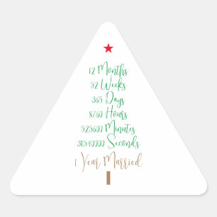 Sticker Triangulaire Premier Noël drôle marié 1 an marié xmas