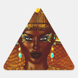 Sticker Triangulaire Princesse égyptienne noire en notre art numériqu