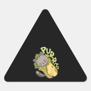 Sticker Triangulaire Purrito T Funny Chat Pun Burrito Taco