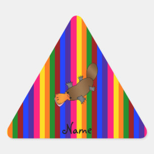 Sticker Triangulaire Rayures nommées personnalisées d'arc-en-ciel