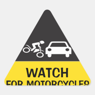 STICKER TRIANGULAIRE REGARDER LES MOTOCYCLES