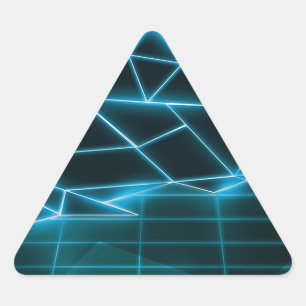 Sticker Triangulaire Retro 1980s vidéo jeu graphique Neon Blue