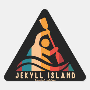 Sticker Triangulaire Retro Jekyll Island Kayak