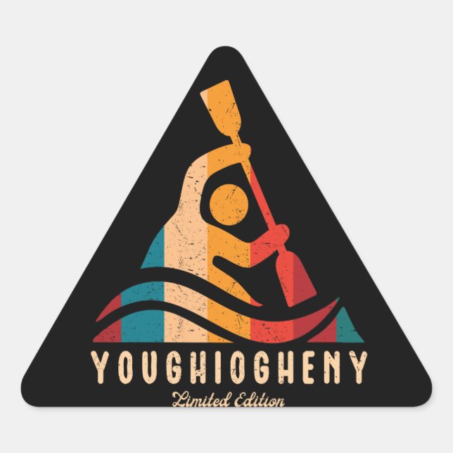 Sticker Triangulaire Retro Youghiogheny River Kayaking (Devant)