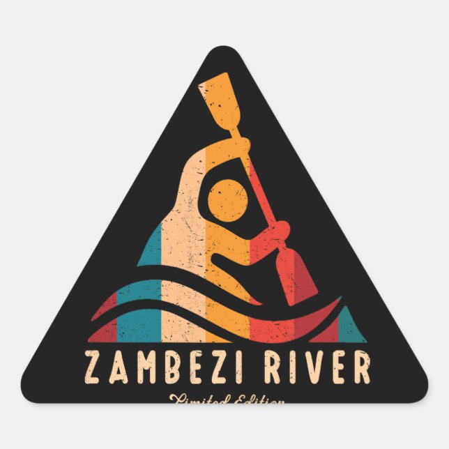 Sticker Triangulaire Retro Zambezi River Kayak (Devant)