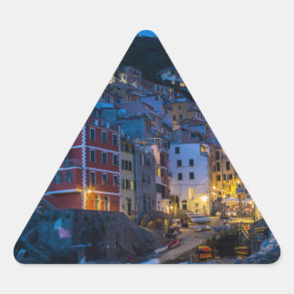 Sticker Triangulaire Riomaggiore la nuit Cinque Terre Ligurie Italie