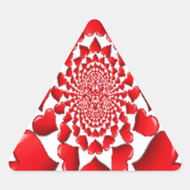 Sticker Triangulaire Romantique Red Hearts Art Motif Imprimer (Devant)