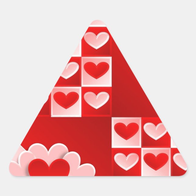Sticker Triangulaire Romantique Saint Valentin Coeurs d'amour Rouge Coe (Devant)