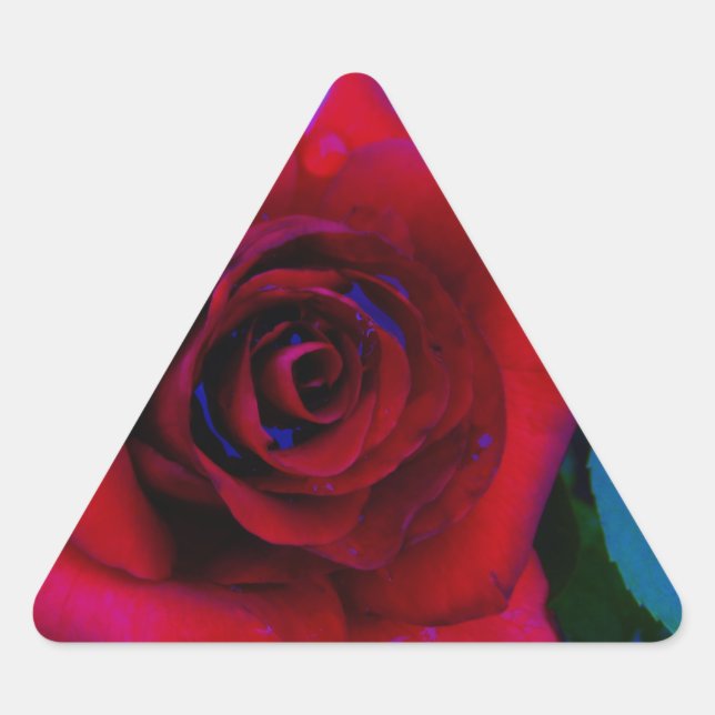 Sticker Triangulaire Roses rouges aux tons bleus (Devant)