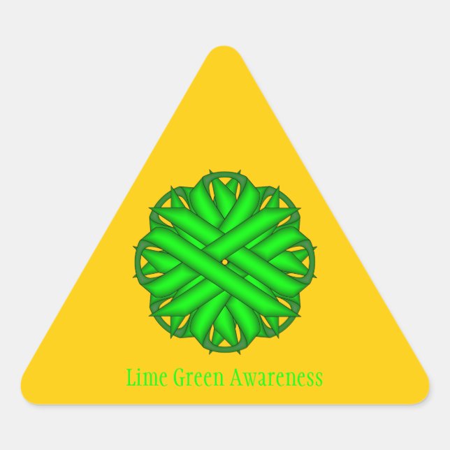 Sticker Triangulaire Ruban de fleurs vert de chaux par Kenneth Yoncich (Devant)
