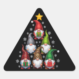 Sticker Triangulaire Sapin de Noël Gnomes Drôle de vacances de Noël 