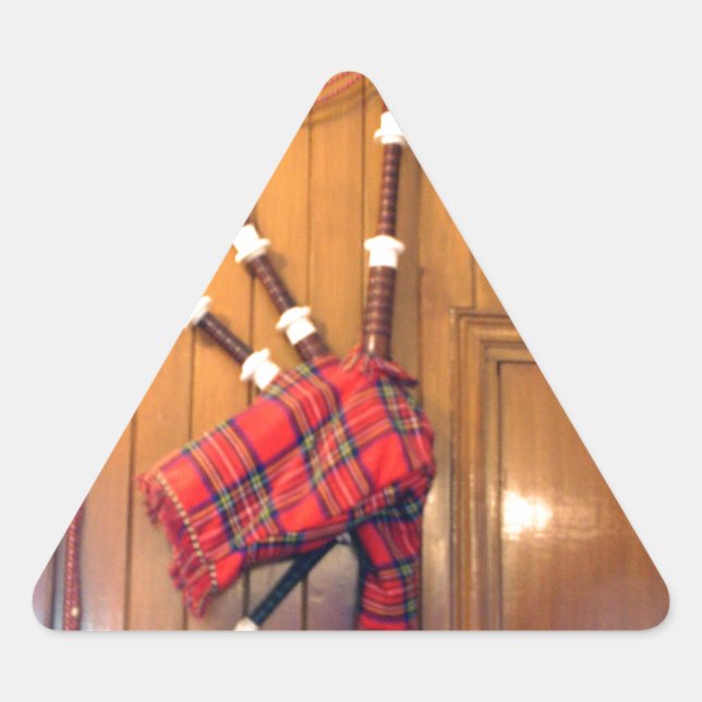 Sticker Triangulaire Scotland Bagpipe Tartan Plaid Instrument de musiqu (Devant)