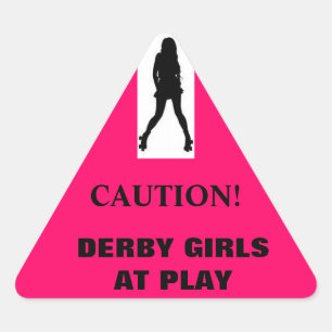 Sticker Triangulaire Silhouette, ATTENTION !, FILLES DERBY EN JEU