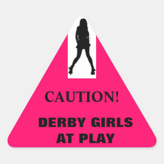 Sticker Triangulaire Silhouette, ATTENTION !, FILLES DERBY EN JEU