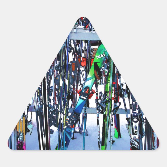 Sticker Triangulaire Skis and Poles (Devant)