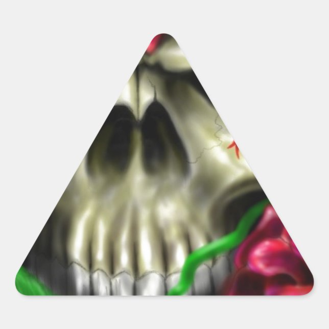 Sticker Triangulaire Skuls et Roses Airbrush personnalisé Artiste origi (Devant)